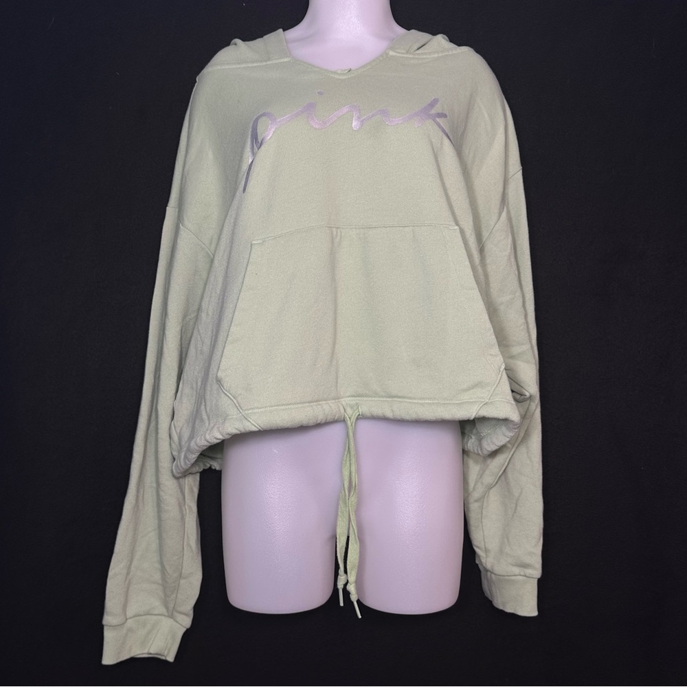 PINK Women's XXL Green Long Sleeve Printed Drawstring Hem Sweatshirt